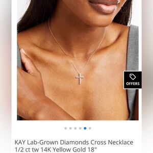 NEW! 1/2ct Lab-Grown Diamond Cross Necklace in 14k Yellow Gold